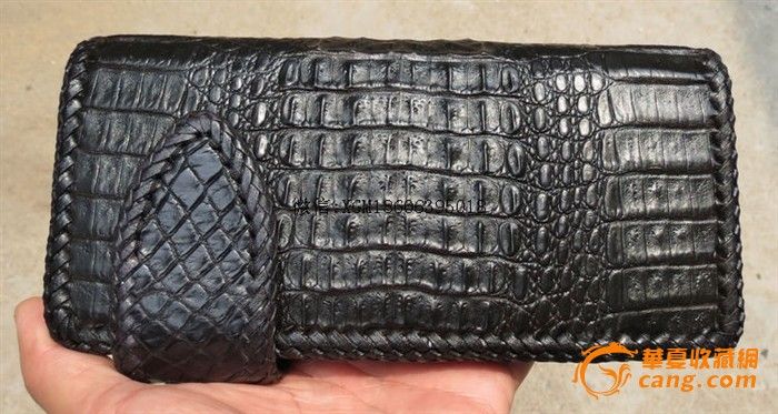 纯手工泰国鳄鱼皮男士长款手包_纯手工泰国鳄
