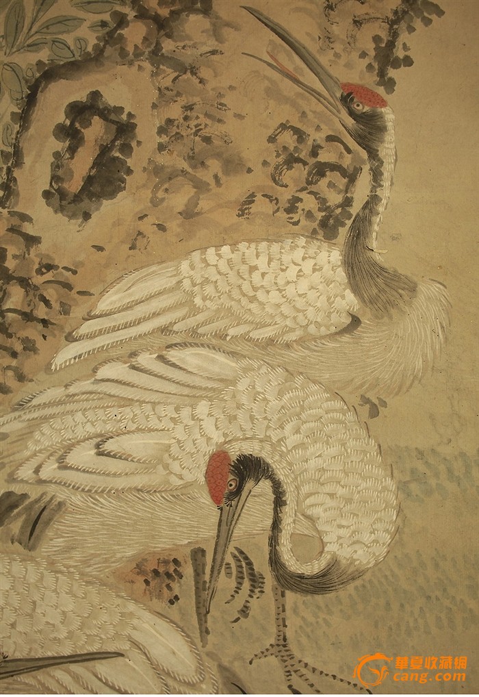 清代著名花鸟走兽画家沈铨画作大幅松鹤图古画沈铨古画作品
