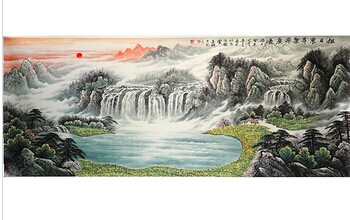 中国五行山水国画