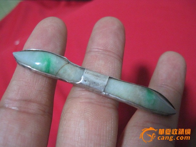 老翡翠包银簪子