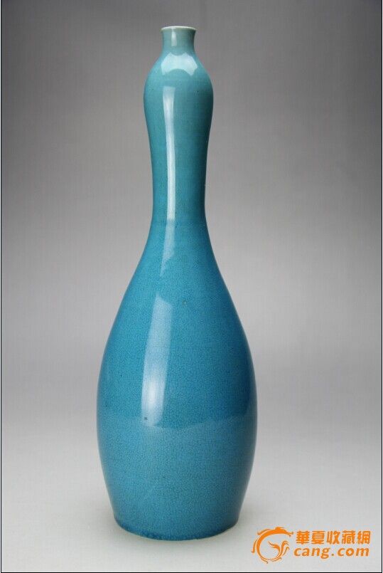晚清孔雀蓝釉异形瓶_晚清孔雀蓝釉异形瓶价格