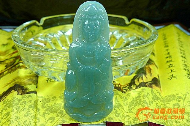 缅甸A货老坑翡翠蓝水观音吊坠_缅甸A货老坑翡