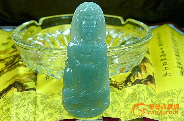 缅甸A货老坑翡翠蓝水观音吊坠_缅甸A货老坑翡