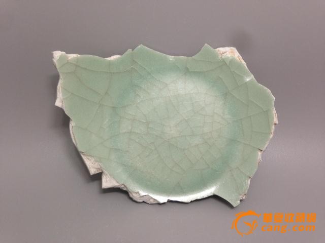 南宋龙泉窑大碗瓷器瓷片 梅子青 开片漂亮 完整底足