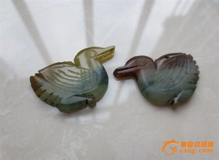 D368清代一对糯冰翡翠鸳鸯_D368清代一对糯