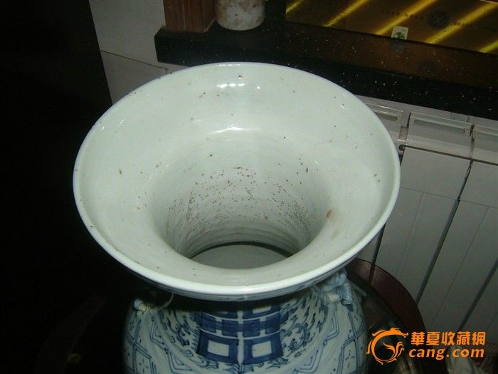 绝对包老!全品!嘉庆青花缠枝莲双喜字大瓶,赏瓶