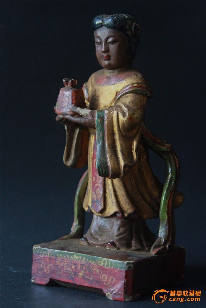 木雕贴金侍女。_木雕贴金侍女。价格_木雕贴