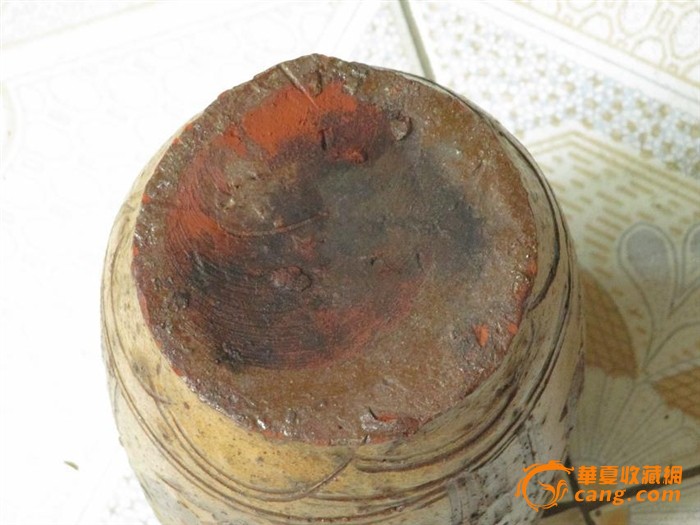 清代马口窑 黄釉剔花 小酒壶一个