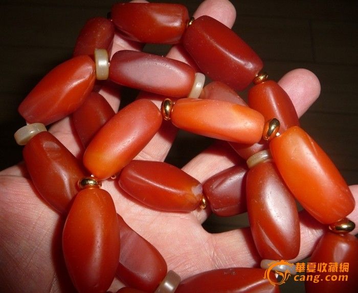南红星级玛瑙(甘肃南部产的)一串_南红玛瑙手面粉手链图片
