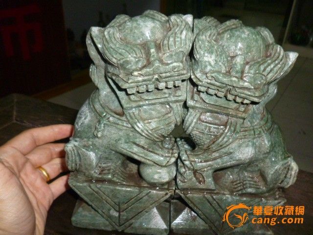 一对信宜玉石狮子_一对信宜玉石狮子价格_一
