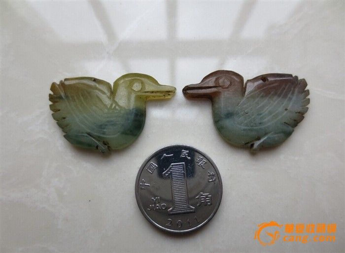 D368清代一对糯冰翡翠鸳鸯_D368清代一对糯