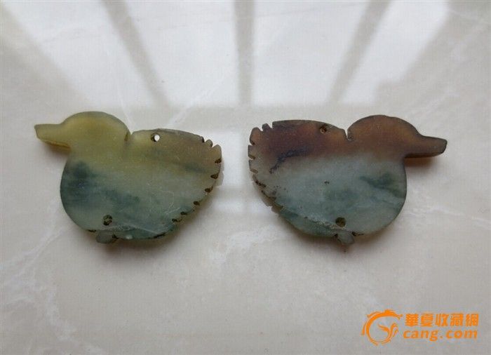 D368清代一对糯冰翡翠鸳鸯_D368清代一对糯