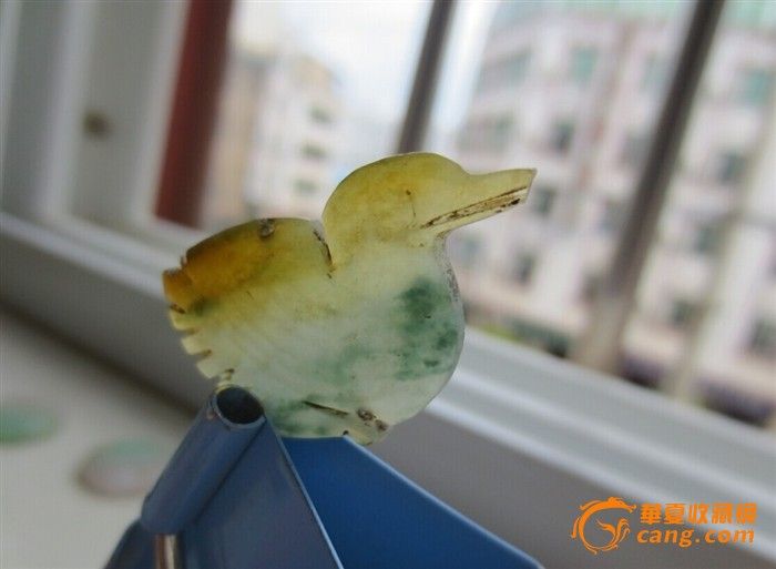 D368清代一对糯冰翡翠鸳鸯_D368清代一对糯