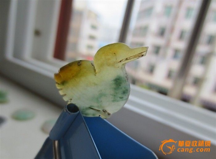 D368清代一对糯冰翡翠鸳鸯_D368清代一对糯