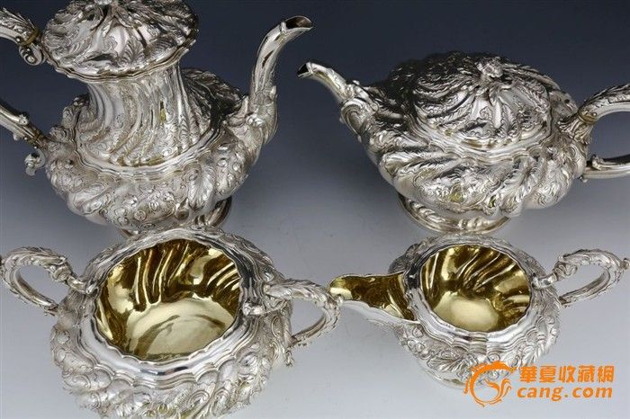 英国伦敦乔治IV时期 1832年925纯银壶一套 西