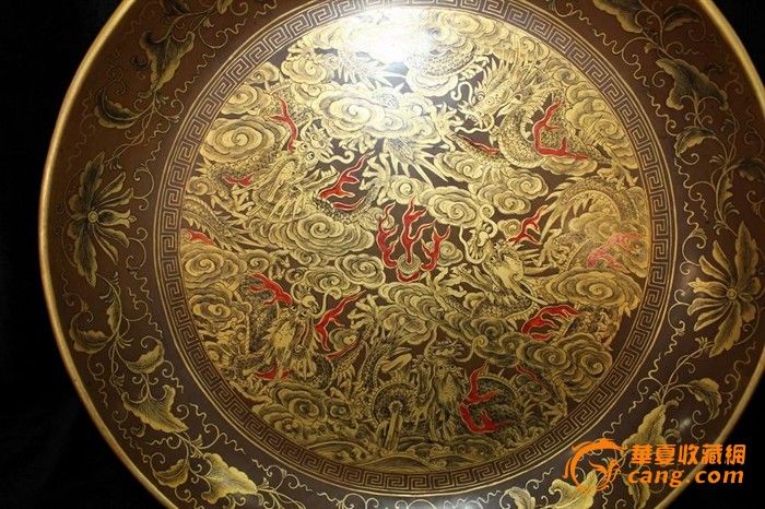 漆器描真金龙盘--国外汇流