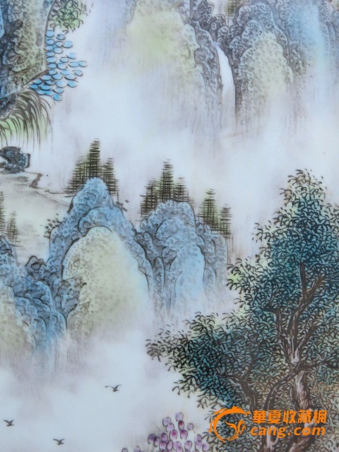 张志汤=山水人物风景瓷板画四条屏