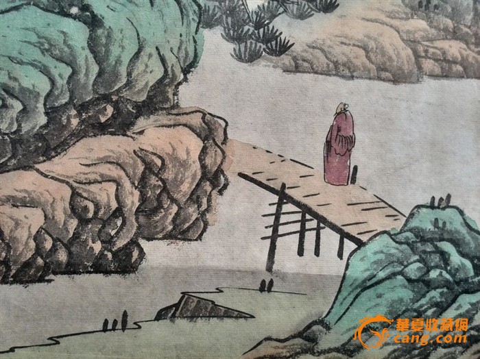 乡下收的清代一副名人【钱惠安山水风景人物画】