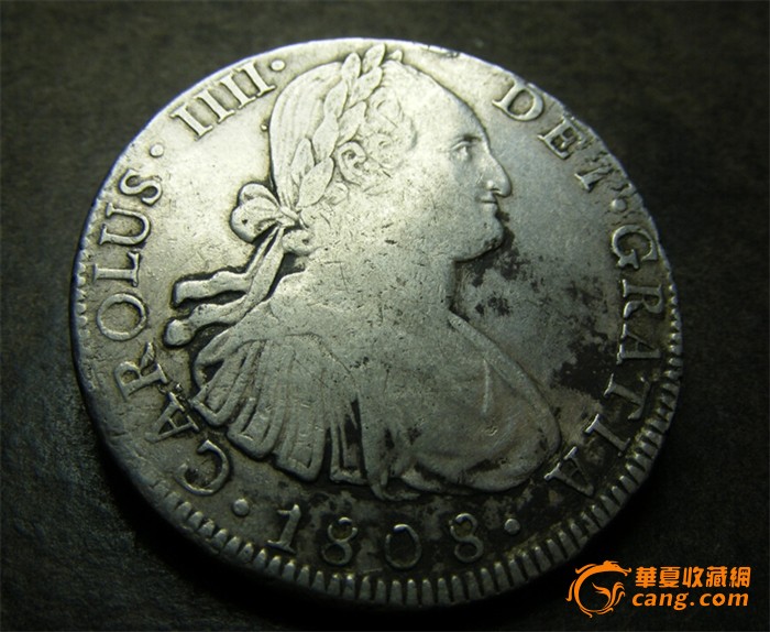 十九世纪西班牙双柱瑞尔1808年大银币一枚(绝