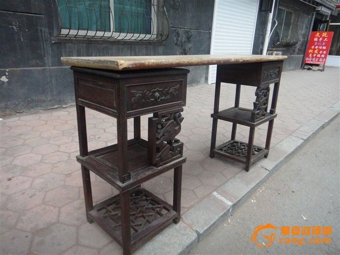 榉木.鹤鹿同春.架几一个.面板象黄花梨啊._榉木