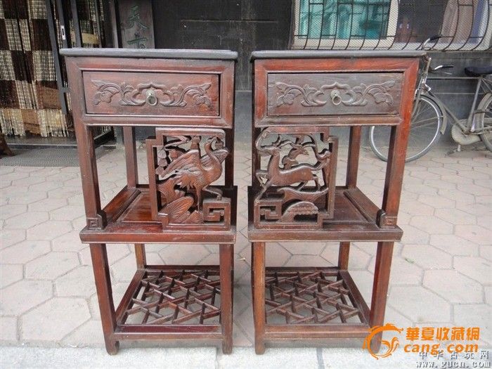 榉木.鹤鹿同春.架几一个.面板象黄花梨啊._榉木