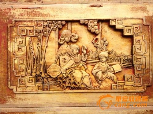 清极品人物老花板一套313号东阳木雕明清家具门窗古玩