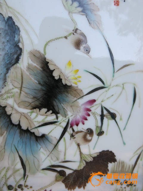 程意亭=花鸟瓷板画四条屏