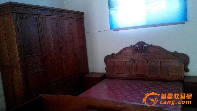 缅甸花梨木现代床大衣柜组合_缅甸花梨木现代