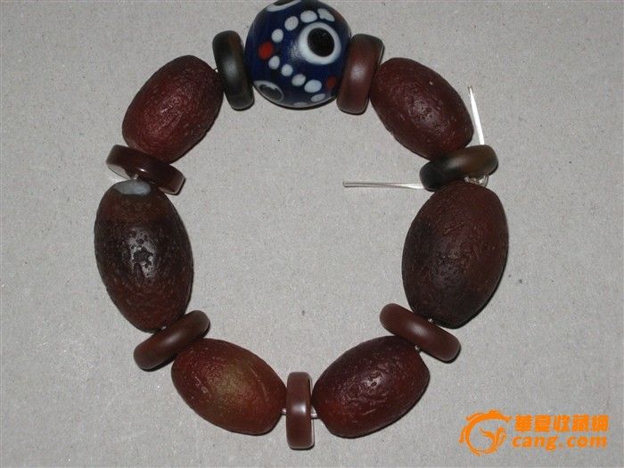 天然红玛瑙手链【带老琉璃珠】_天然红玛瑙手