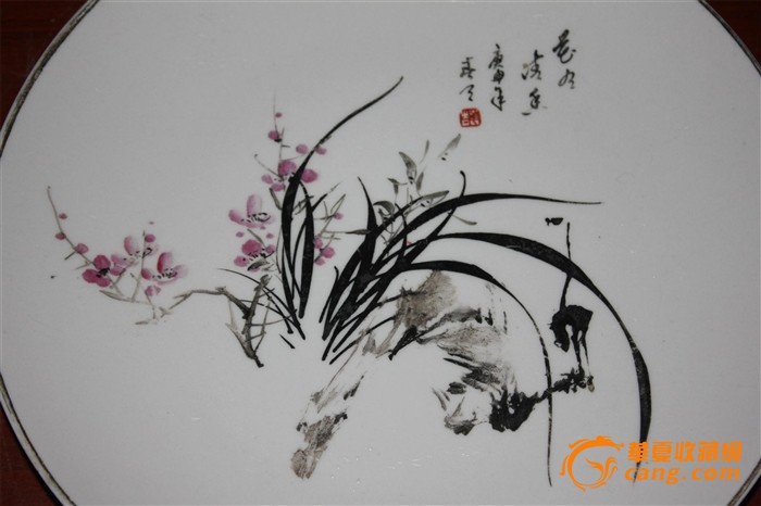 全品手绘梅兰赏盘