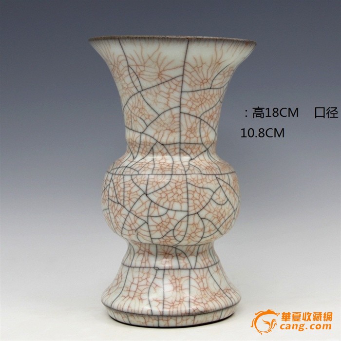 哥窑金丝铁线花觚