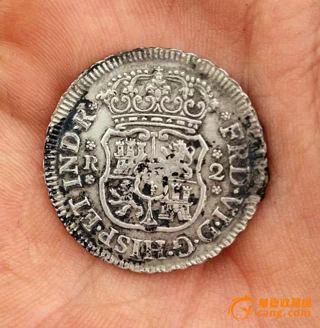 外国古代银币西班牙地球版双柱银元2R1756年