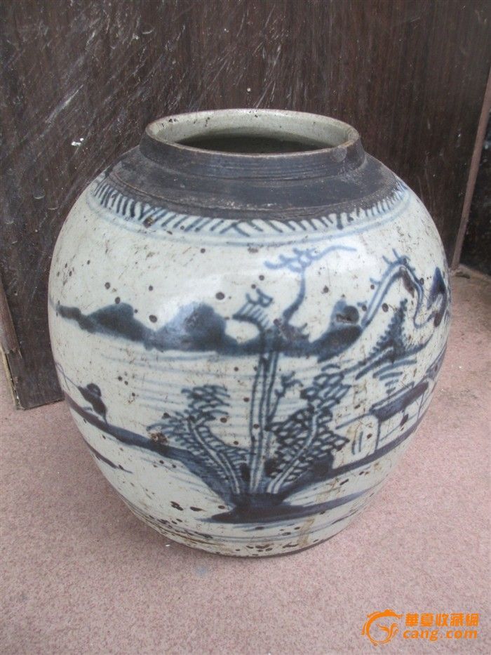 清代青花人物罐