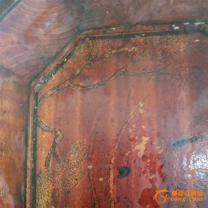 老木托盘金漆描画人物包老保真有美丽的花纹水