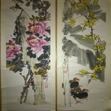 甘肃书画研究院画家 张光宇 花鸟四屏精品