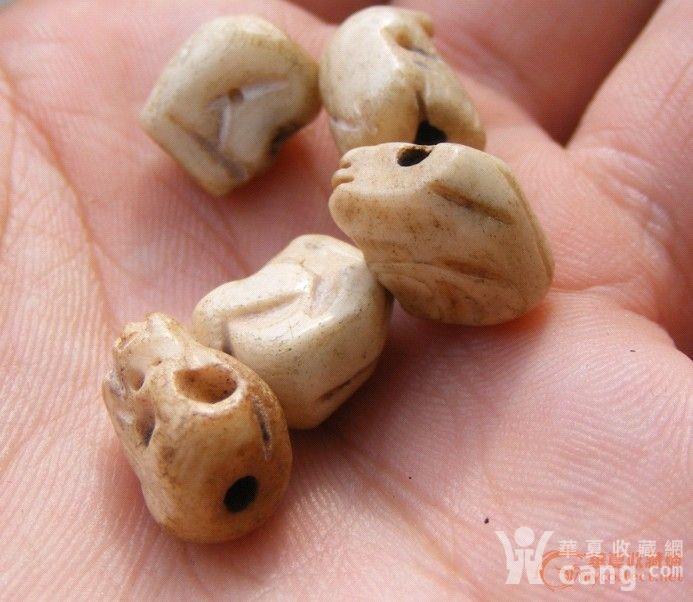 非常神秘 藏传佛教 清代.老羚羊骨雕通天孔骷髅佛珠5颗