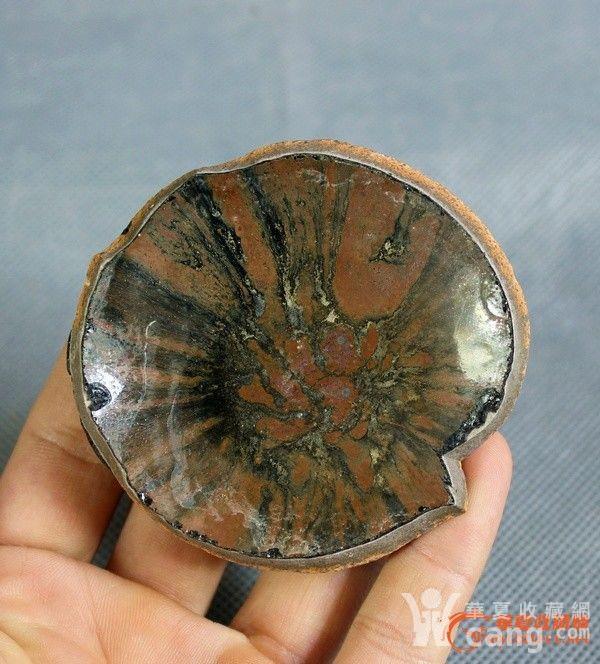 金元磁州窑铁锈花完整底足残片3---釉色深沉