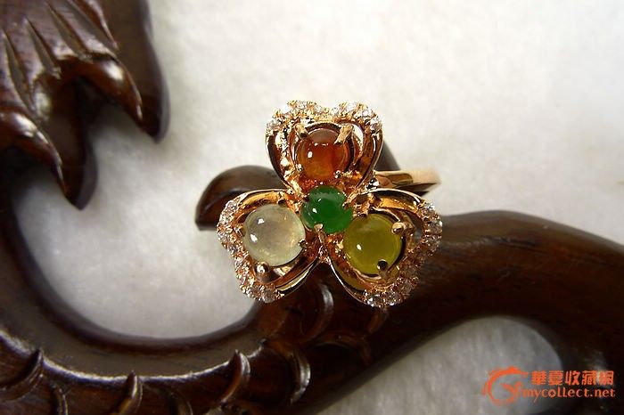 老坑a货冰玻种四彩翡翠戒指-特价冲人气!