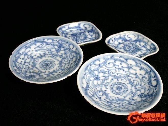 清中期连枝纹小盘一套!本人所有藏品都是老的,不欺骗不卖假货!