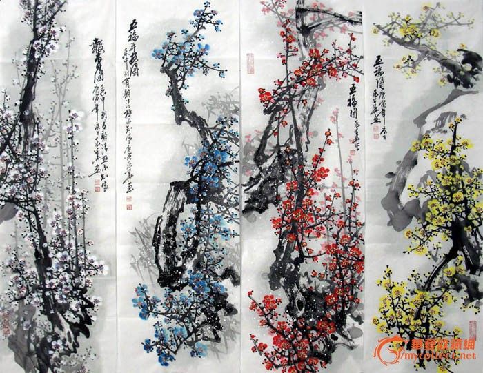 韦兆华·精品梅花四条屏