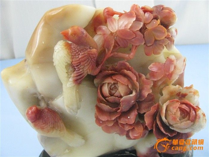 寿山芙蓉石花鸟摆件