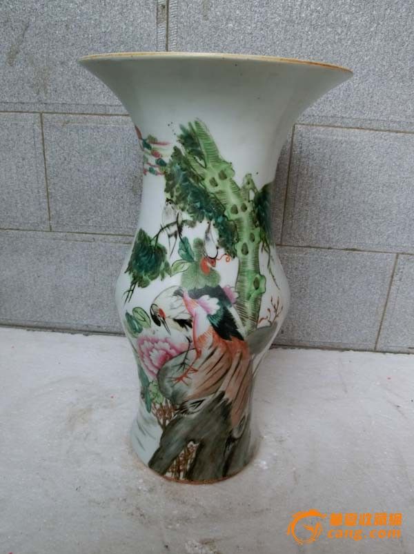 全品民国粉彩五伦图花觚不老赔双