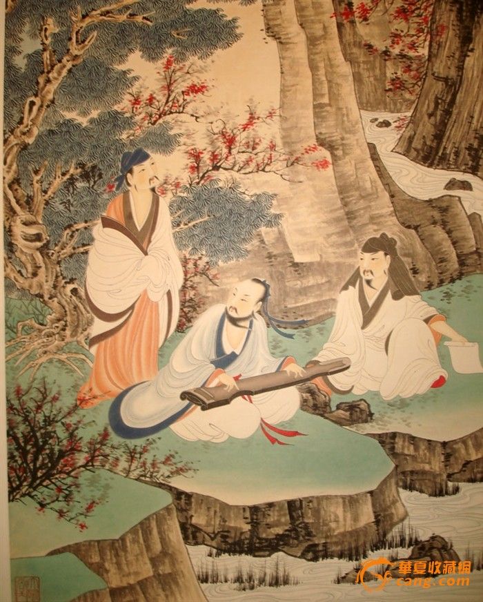 张大千【松荫论琴图】