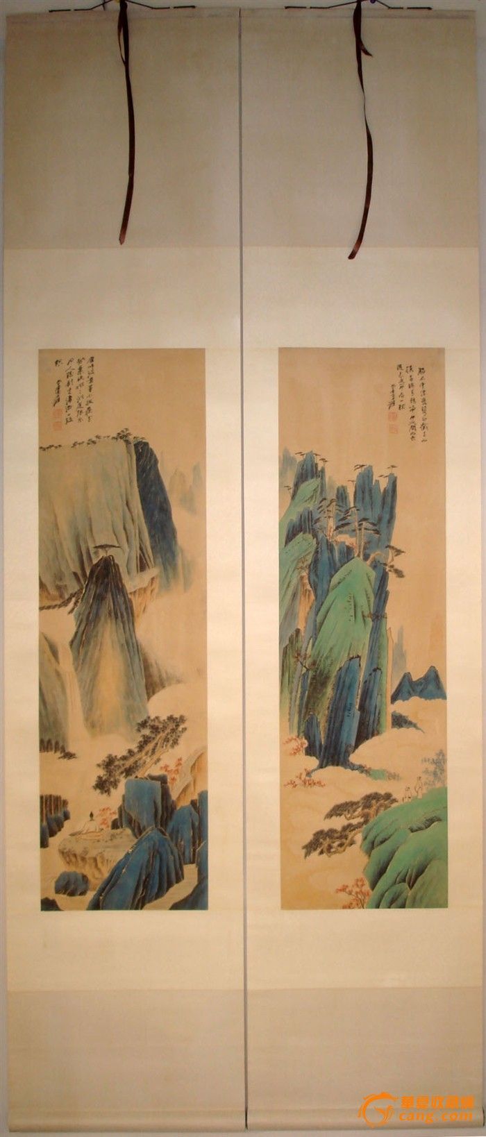 张大千山水四条屏