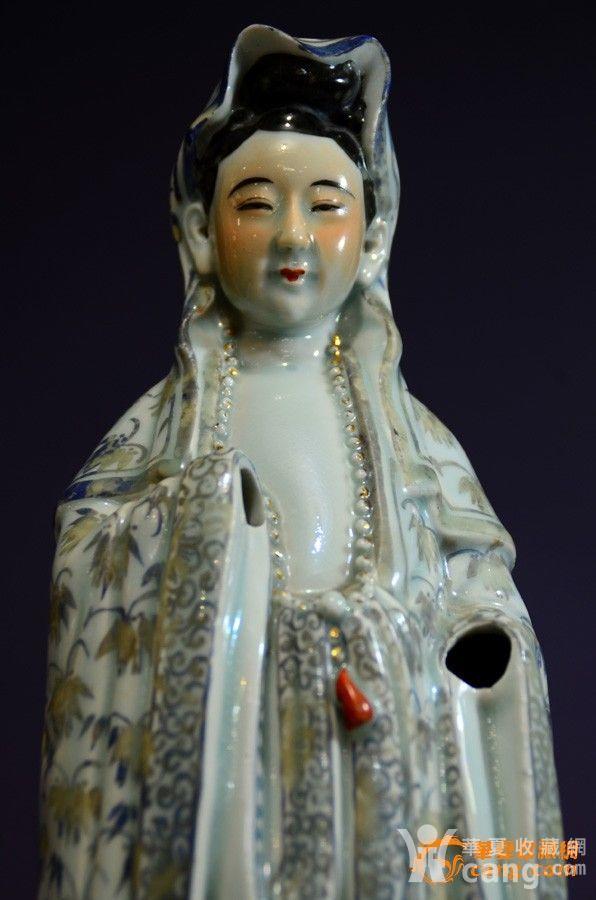 民国-名家【朱茂生】粉彩大号观音像