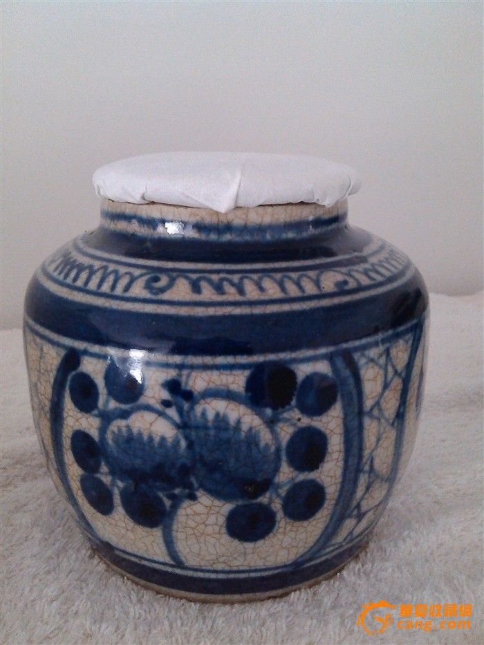 大清磁州窑青花盖罐