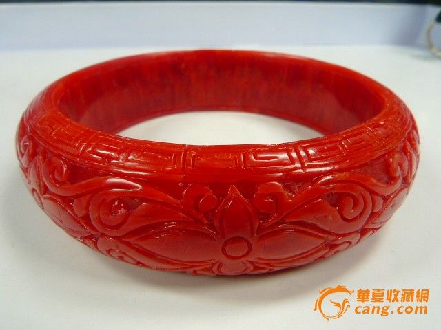 极品珍藏!台湾正品顶级【红珊瑚】精雕【手镯花开富贵】保真