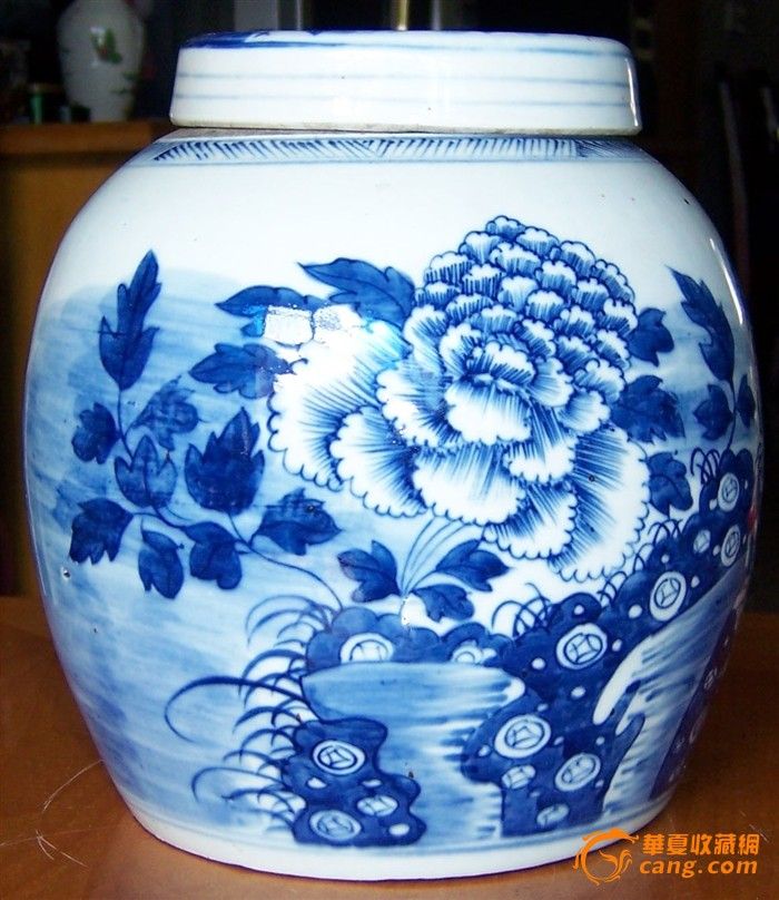 清康熙青花花卉纹人头罐