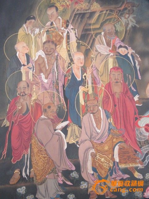 吴彬绢本画(十八罗汉拜观音)