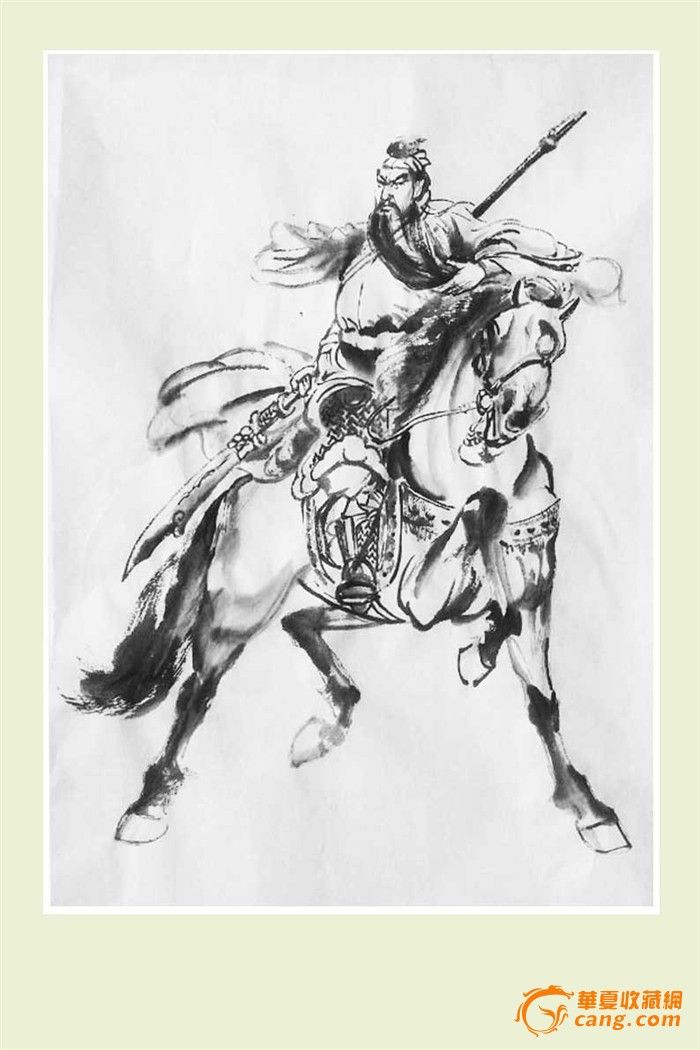 地摊 字画 近现代 杨荣耀水墨三国人物册页——01关羽 卖家: 信息